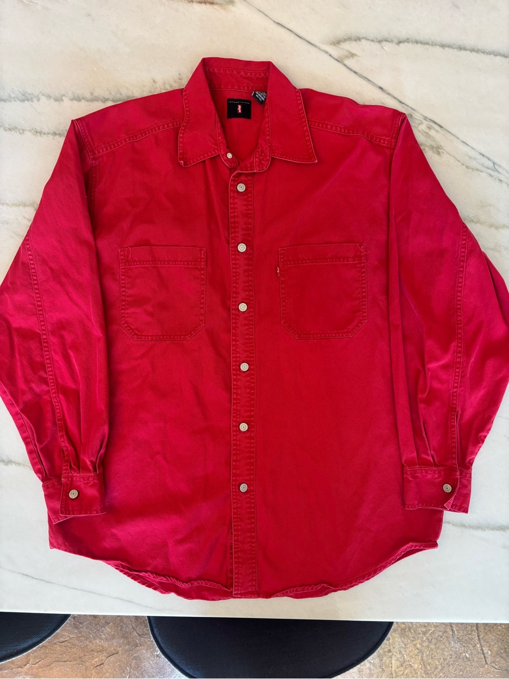 Vintage Levi’s 99’ Red Tab Men's Red Cotton Long Sleeve Button Up Size M